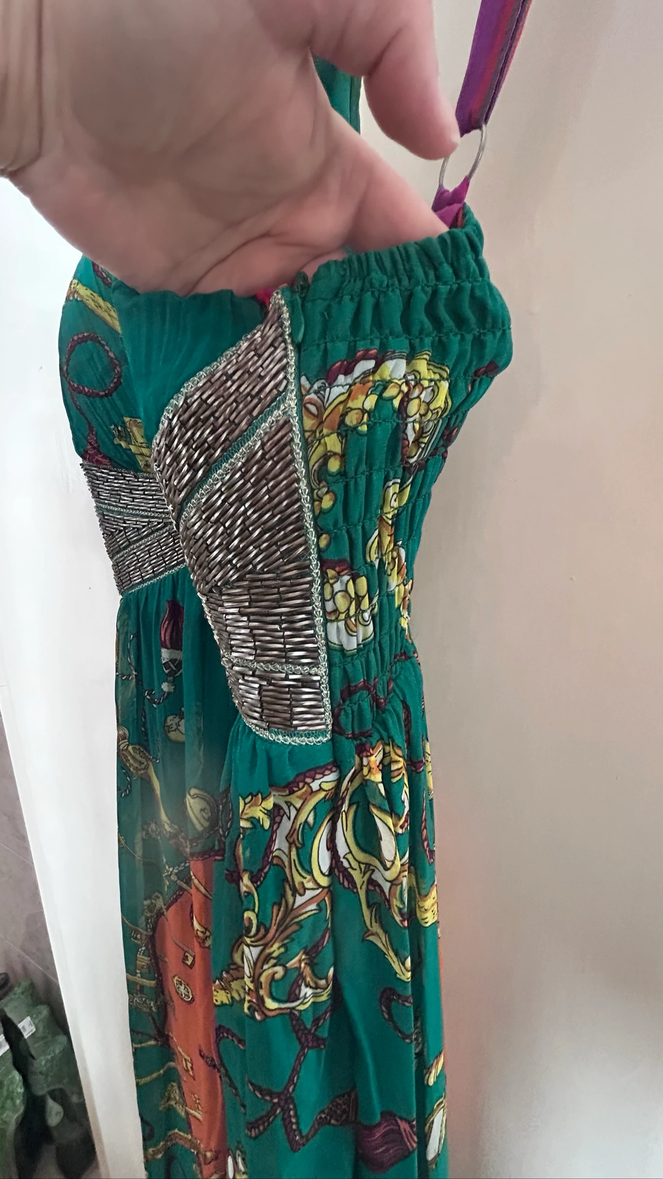 Long Green Origin Printed Dress with Appliqués | One Size (fits 36/38) – photo 6